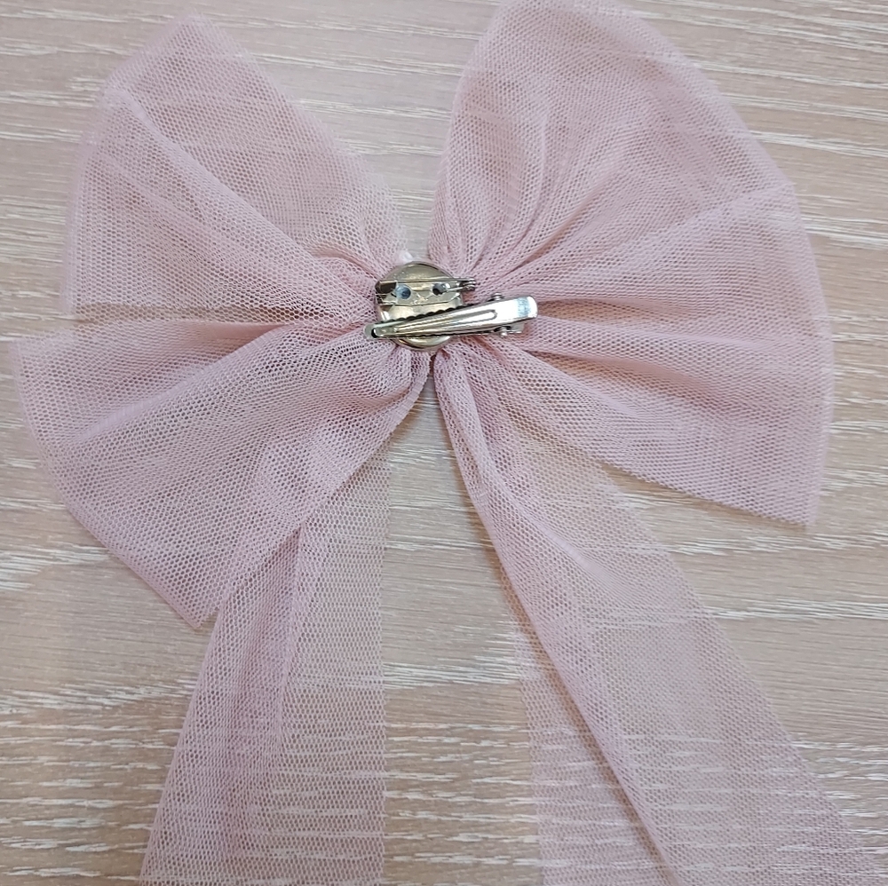 Handmade Charming Pink Tulle Bow Hair Clip - Picture 5 of 5